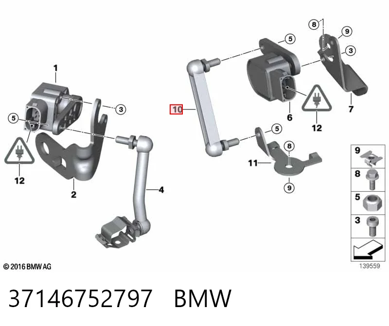 37146752797 BMW Drążek czujnika poziomowania karoserii tylny