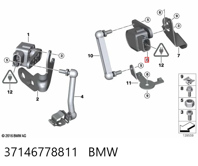 37146778811 BMW Czujnik położenia pojazdu przedni prawy