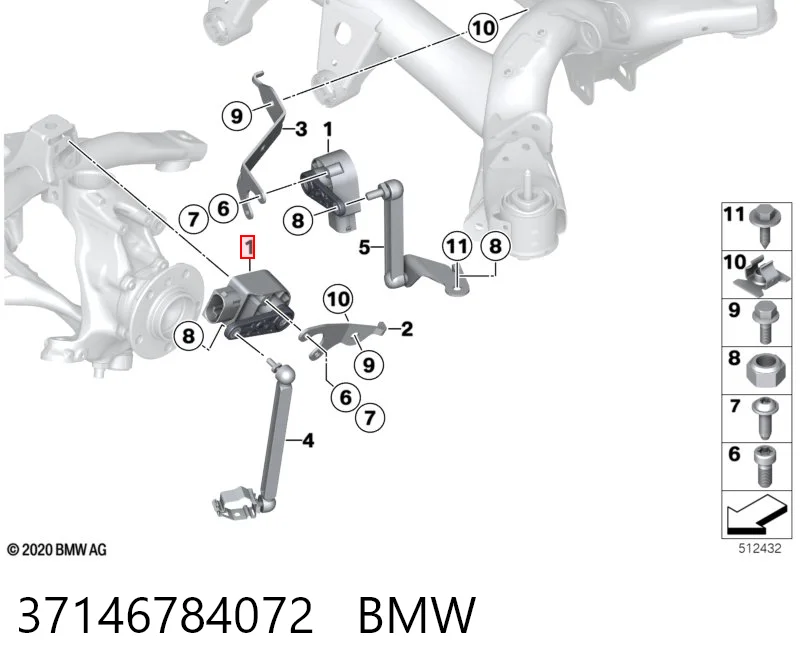 37146784072 BMW Czujnik poziomowania karoserii tylny