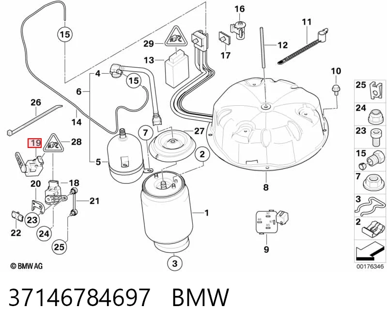 37146784697 BMW Czujnik poziomowania karoserii tylny