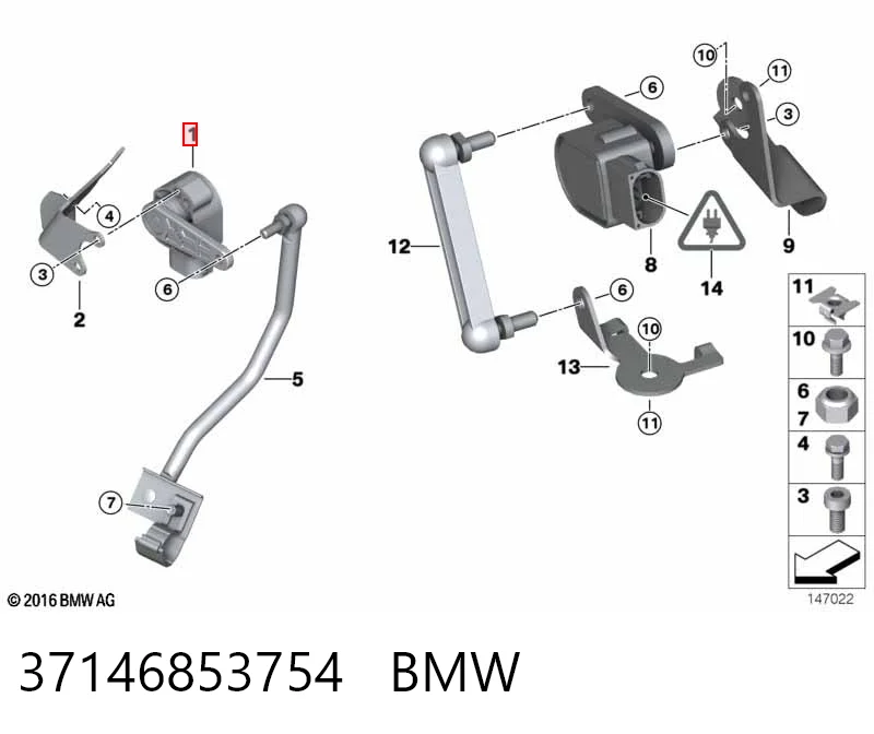 37146853754 BMW Czujnik położenia pojazdu przedni