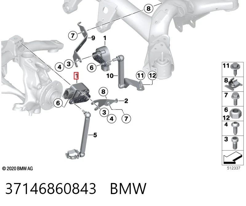 37146860843 BMW Czujnik poziomowania karoserii tylny