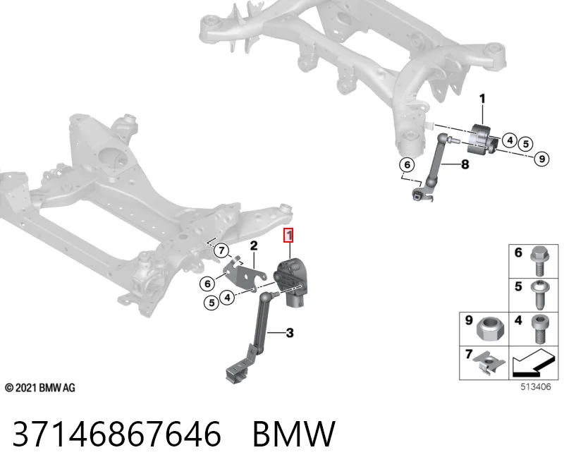 37146867646 BMW Czujnik położenia pojazdu przedni