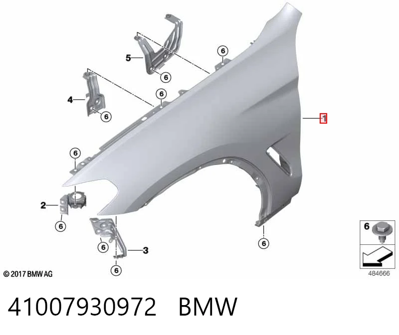 41007930972 BMW Błotnik przedni prawy