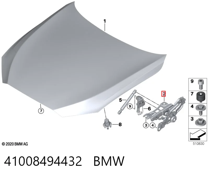 41008494432 BMW Zawias maski prawy