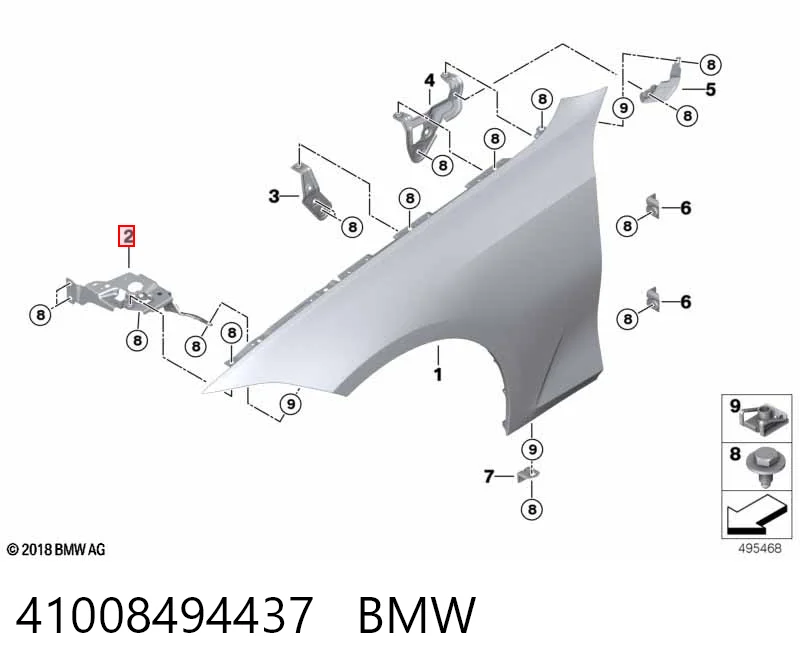 41008494437 BMW Wspornik do mocowania błotnika przedniego lewy przedni