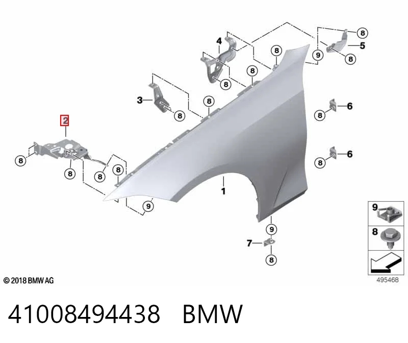 41008494438 BMW Wspornik do mocowania błotnika przedniego prawy przedni