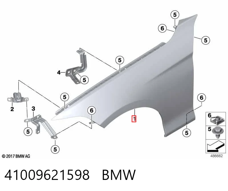 Błotnik przedni prawy 41357298028 VAG