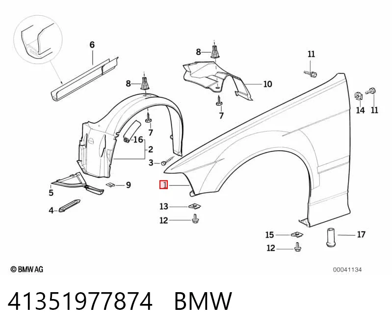 Błotnik przedni prawy BMW 3 sedana (E36) (1990 - 1998) cena, od 13,87 USD