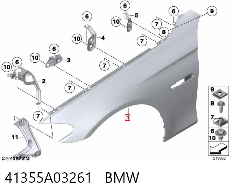 41355A03261 BMW Błotnik przedni lewy