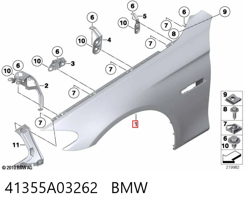 41355A03262 BMW Błotnik przedni prawy