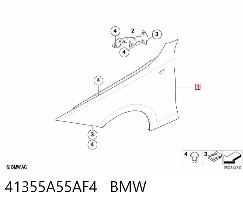 41355A55AF4 BMW Błotnik przedni prawy