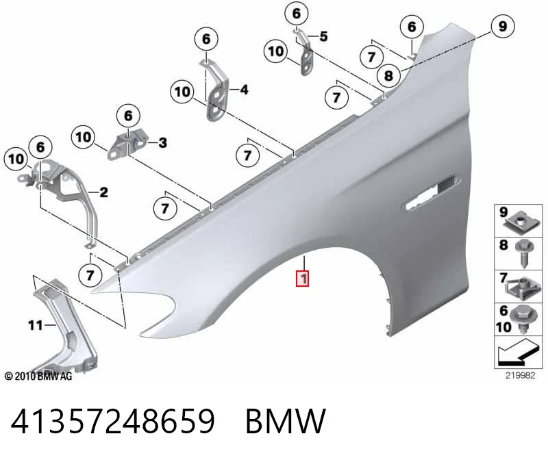 Do koszyka Błotnik przedni lewy BMW 5  F10
