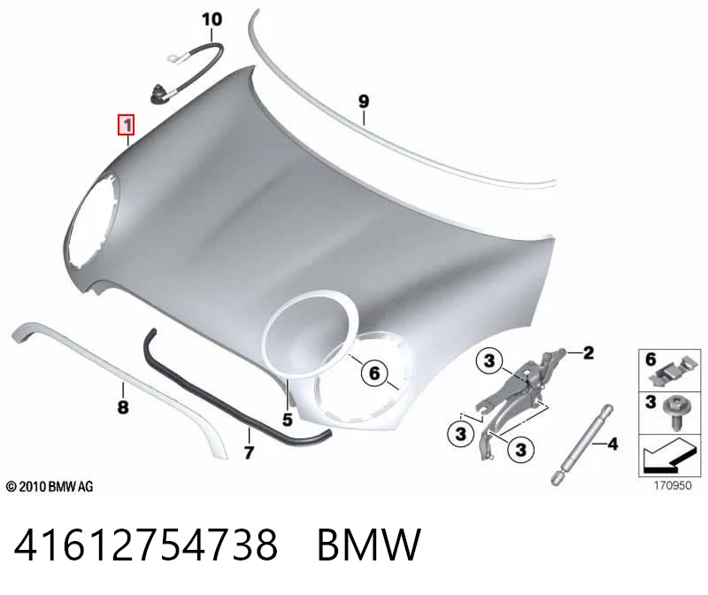 Maska silnika Mini Clubman I kombi (R55) (2007 - 2015) cena, od 256,73 USD