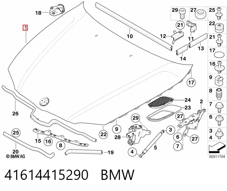 Maska silnika BMW 1 hatchback (E81) (2006 - 2012) cena, od 433,14 USD