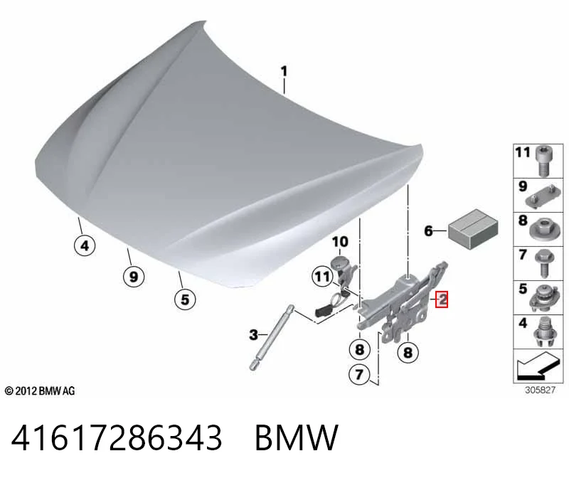 41617286343 BMW Zawias maski lewy