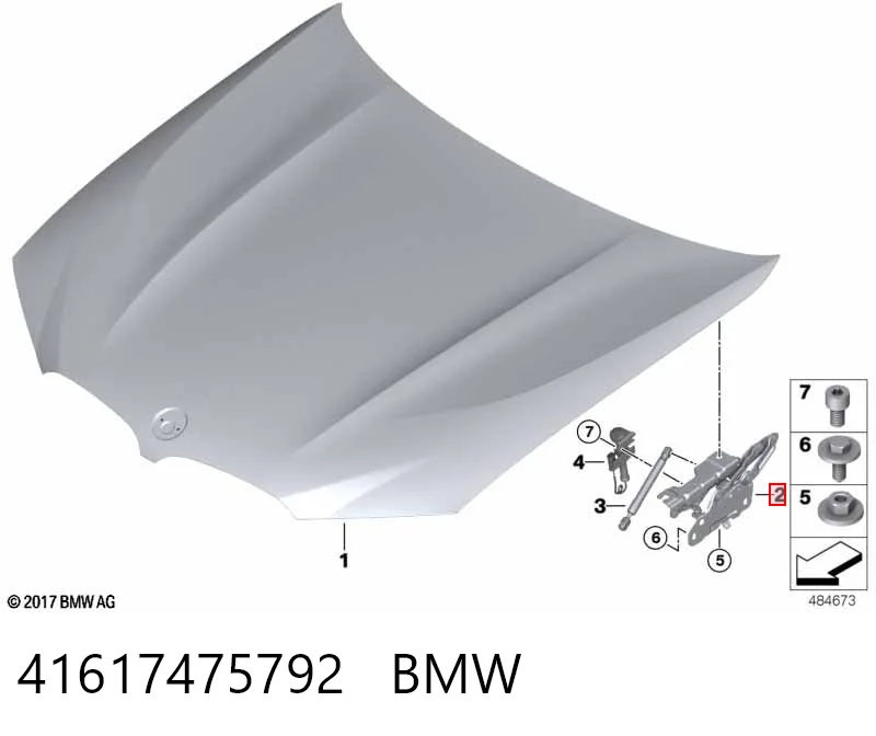 41617475792 BMW Zawias maski prawy