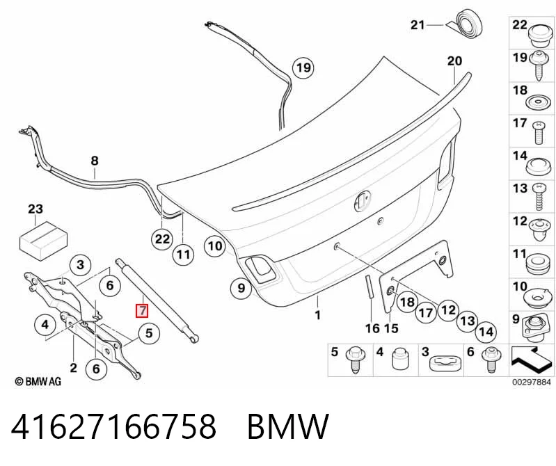 41627166758 BMW Amortyzator klapy bagażnika (3/5 drzwi-tylnych)