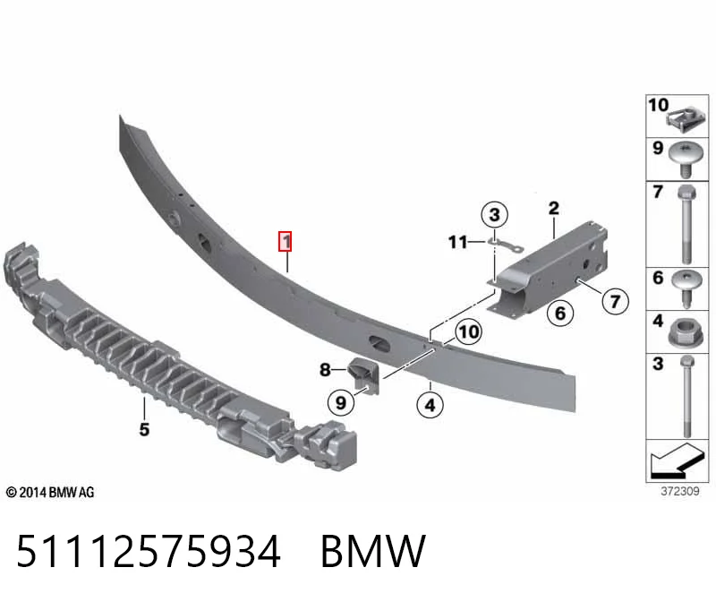 Wzmocnienie zderzaka przedniego BMW X3 SUV (F25) (2010 - 2017) cena, od 180,38 USD