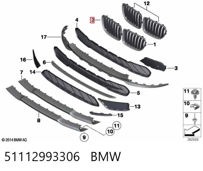 51112993306 BMW Atrapa chłodnicy prawa