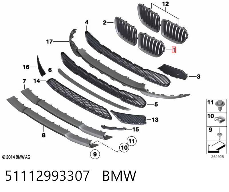 51112993307 BMW Atrapa chłodnicy lewa