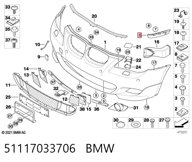 51117033706 BMW Wspornik zderzaka przedniego prawy