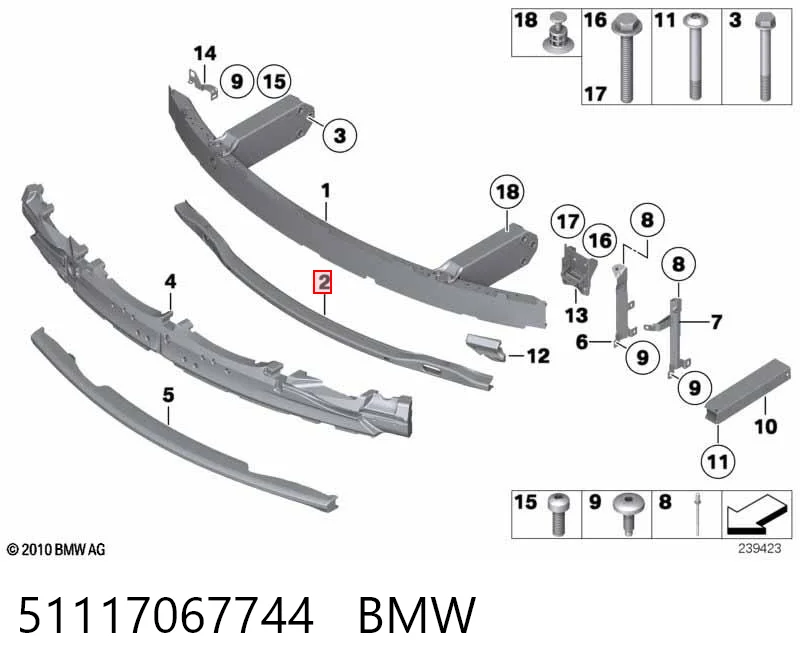 51117067744 BMW Wzmocnienie zderzaka przedniego