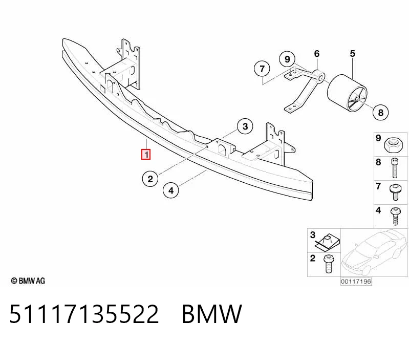 Wzmocnienie zderzaka przedniego do BMW 7  E65, E66, E67