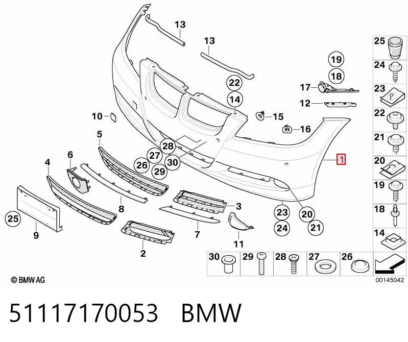51117170053 BMW Zderzak przedni