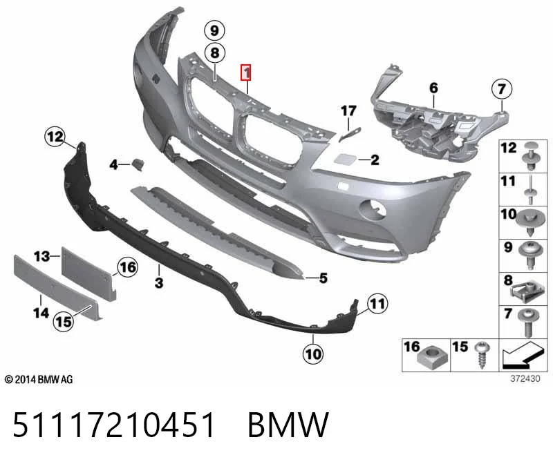 Zderzak przedni BMW X3 SUV (F25) (2010 - 2017) cena, od 105,85 USD