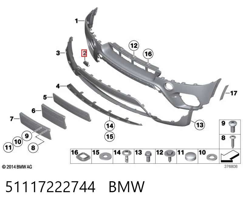 51117222744 BMW Zaślepka haku holowniczego zderzaka przednia