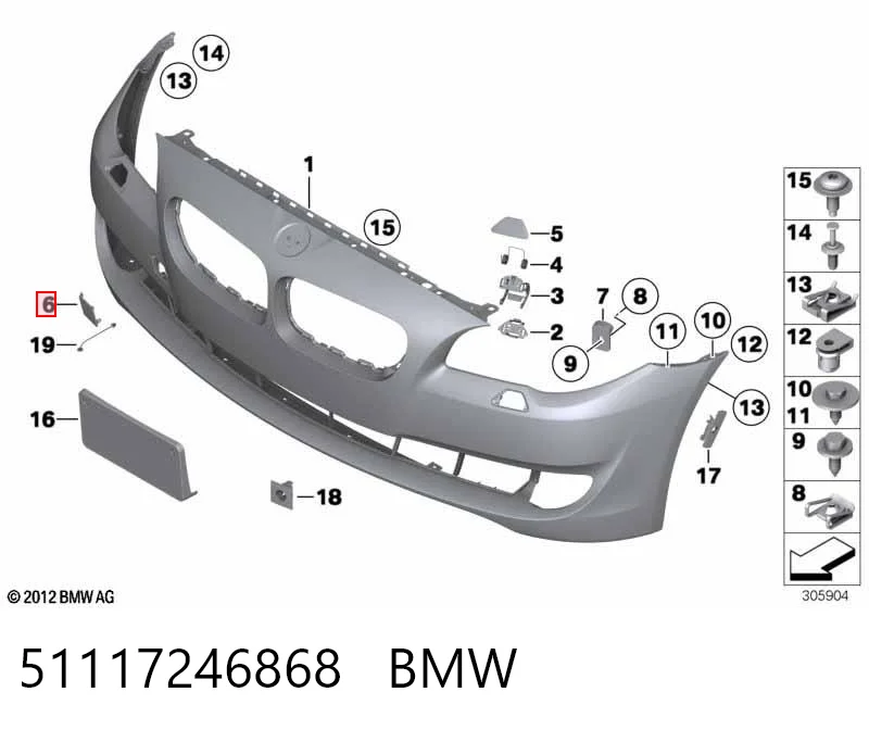 51117246868 BMW Zaślepka haku holowniczego zderzaka przednia