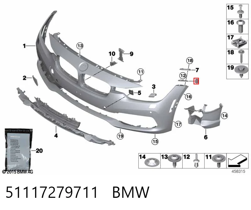 51117279711 BMW Wspornik do mocowania błotnika przedniego lewy przedni