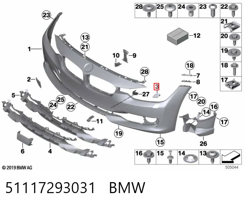 51117293031 BMW Nakładka dyszy spryskiwacza reflektora przedniego