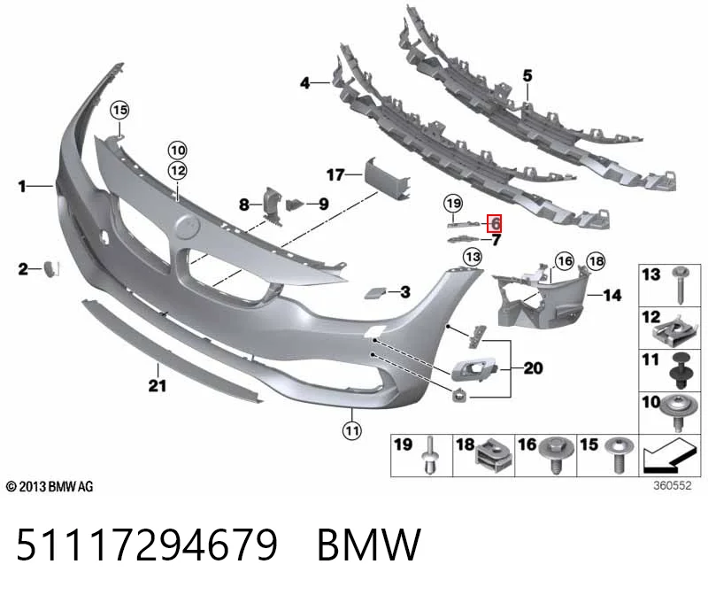 51117294679 BMW Wspornik do mocowania błotnika przedniego lewy przedni