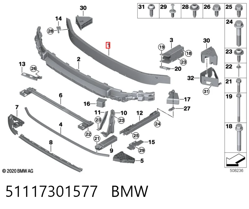 Wzmocnienie zderzaka przedniego Mini Cooper hatchback (F56) (2013 - 2026) cena, od 173,45 USD