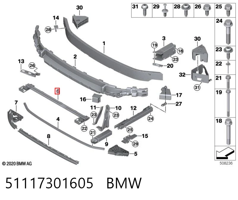 51117301605 BMW Uchwyt dolnej chłodnicy