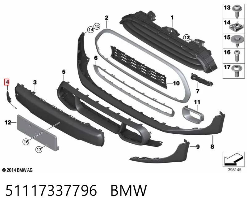 51117337796 BMW Zaślepka haku holowniczego zderzaka przednia