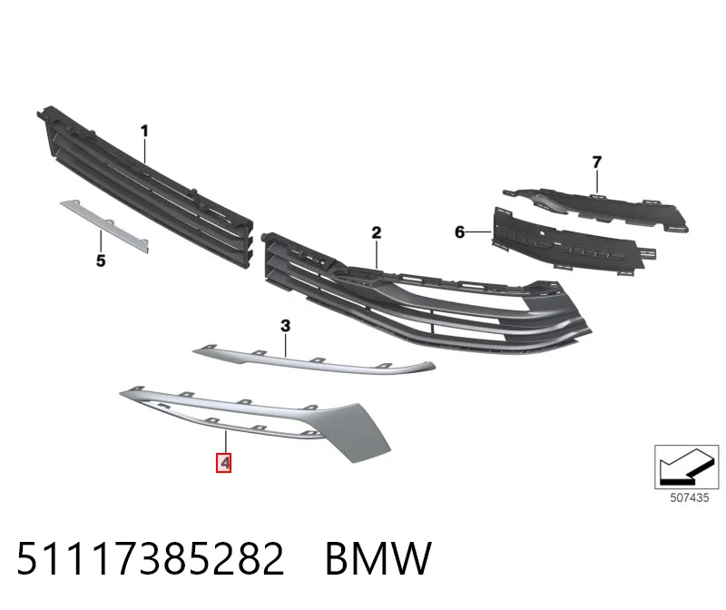 51117385282 BMW Obrzeże lampy przeciwmgielnej prawej