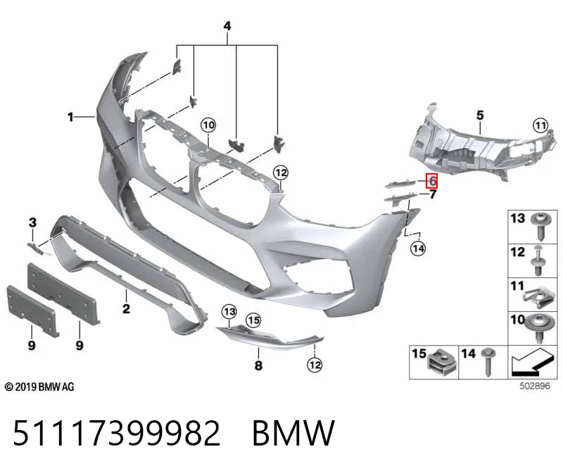 51117399982 BMW Prowadnica zderzaka przedniego prawa