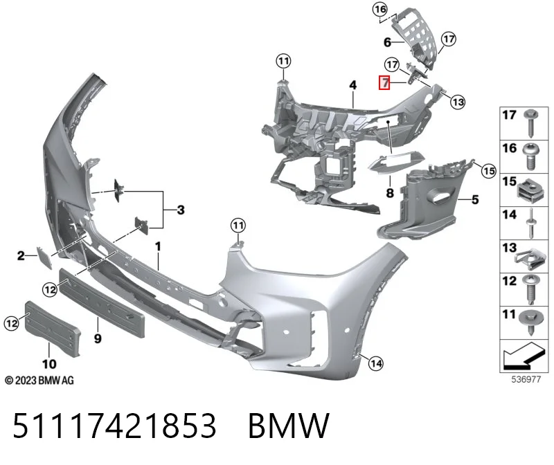 51117421853 BMW Wspornik zderzaka przedniego lewy