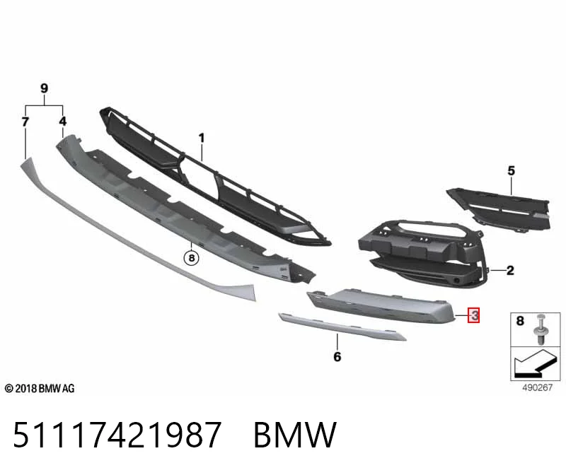 51117421987 BMW Nakładka na zderzak przedni lewa