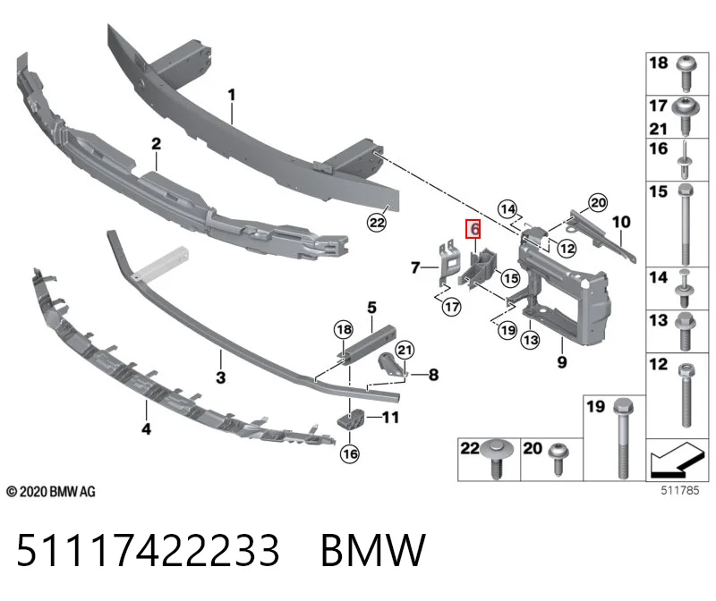 51117422233 BMW Prowadnica zderzaka przedniego
