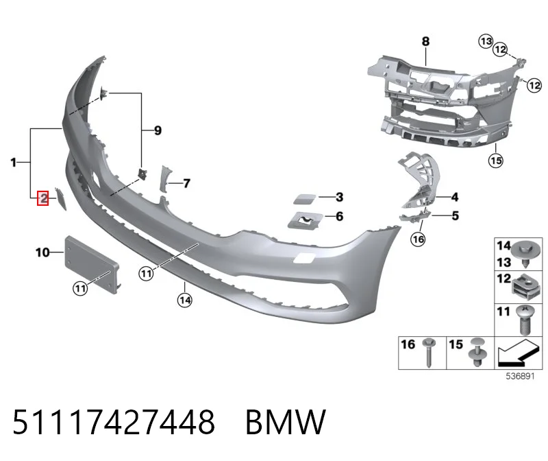 Do koszyka Zaślepka haku holowniczego zderzaka przednia BMW 5  G30, F90
