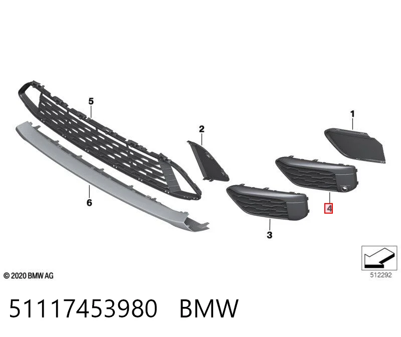 51117453980 BMW Kratka zderzaka przedniego prawa