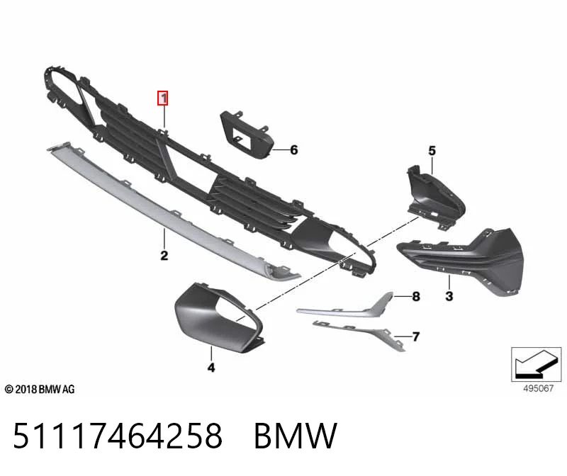51117464258 BMW Kratka zderzaka przedniego środkowa