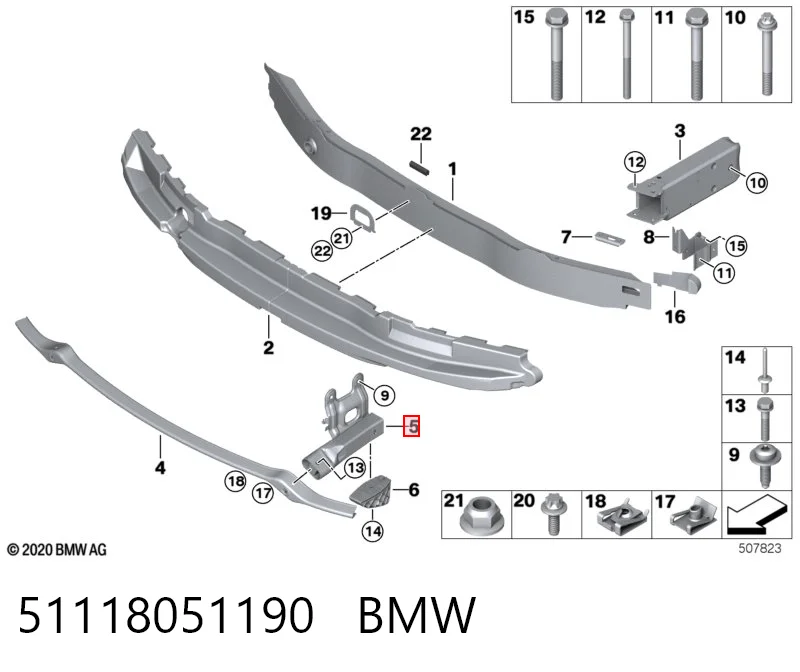 51118051190 BMW Wspornik zderzaka przedniego prawy