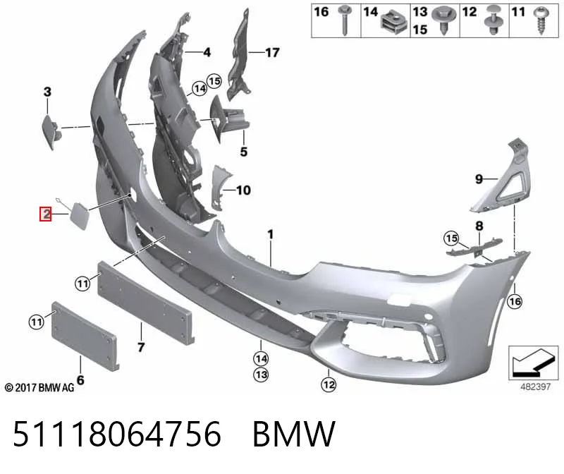 Do koszyka Zaślepka haku holowniczego zderzaka przednia BMW 7  G11, G12