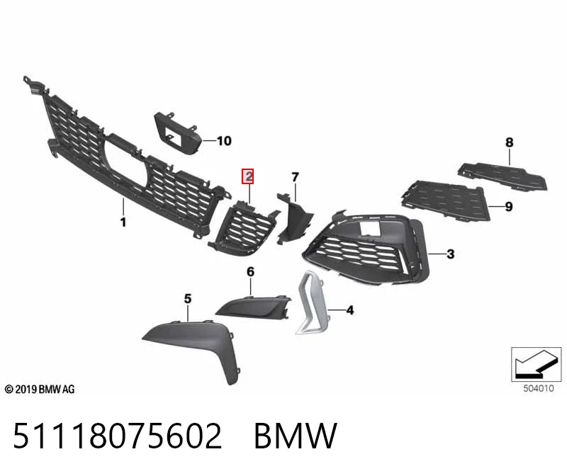 51118075602 BMW Kratka zderzaka przedniego prawa dolna