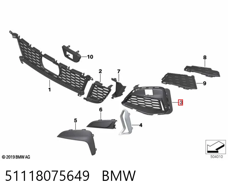 51118075649 BMW Atrapa chłodnicy lewa